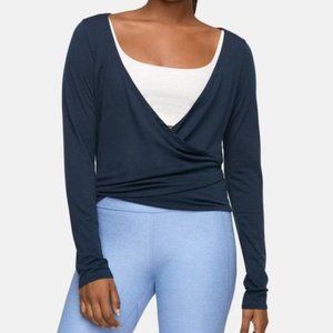 NWOT Outdoor Voices Merino Wool Navy Plié Wrap S